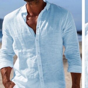 Men's Shirt Blue Cotton& Lined Blend Button Up Sz. XL